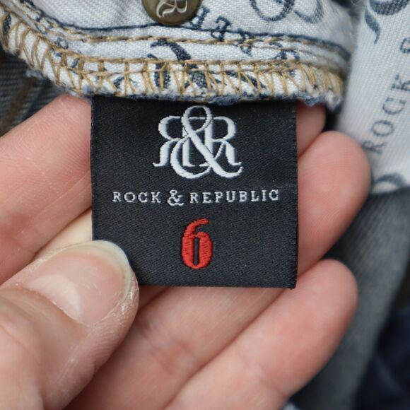 Rock & Republic Jeans Womens Berlin 6 32 Blue Pants Denim Low Rise Stretch - Picture 3 of 16